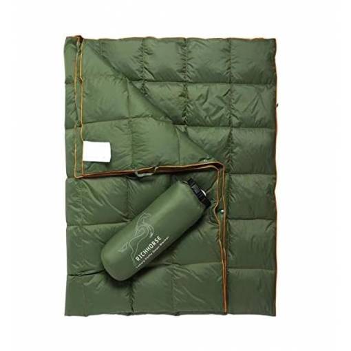 Foto - Outdoorová ultralehká péřová deka - Zelená, 192 x 132 cm