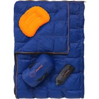 Outdoorová deka s vložkou do spacího pytle a nafukovacím polštářem - Modrá